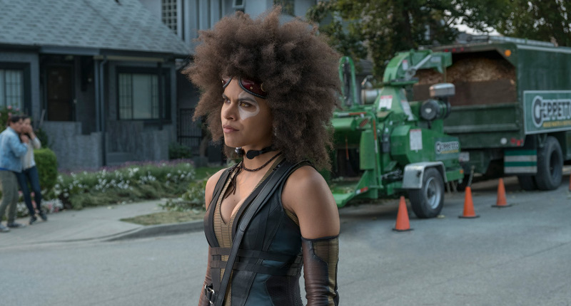 Domino looks fierce as she gets ready to fight