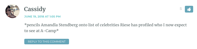 *pencils Amandla Stendberg onto list of celebrities Riese has profiled who I now expect to see at A-Camp*