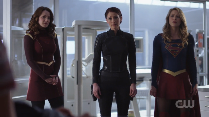 Alura, Alex and Supergirl stand at the ready