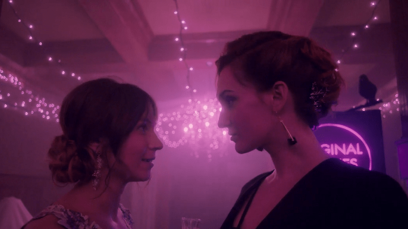 WayHaught looks lovingly at each other in the pink sex fog