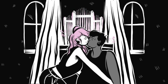 two queer people making out in a church by alyssa andrews