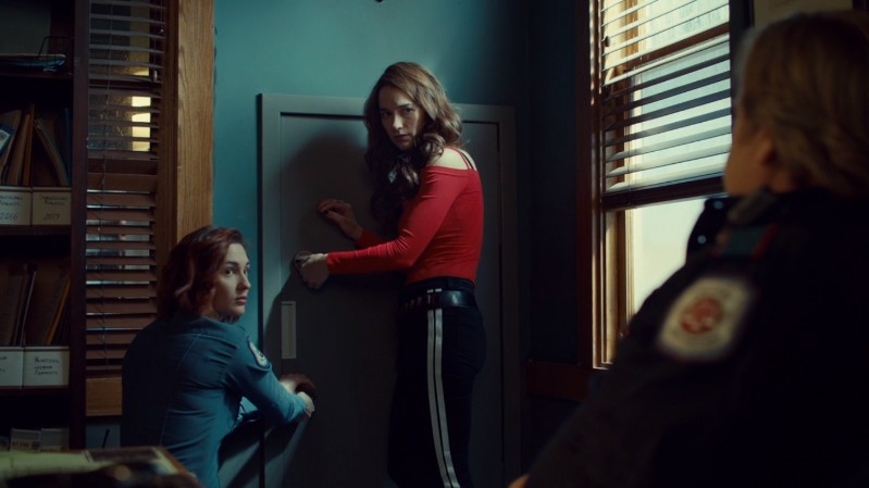 Wynonna and Nicole open the secret door together