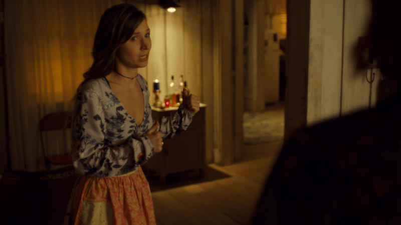 Waverly points panickedly out the door