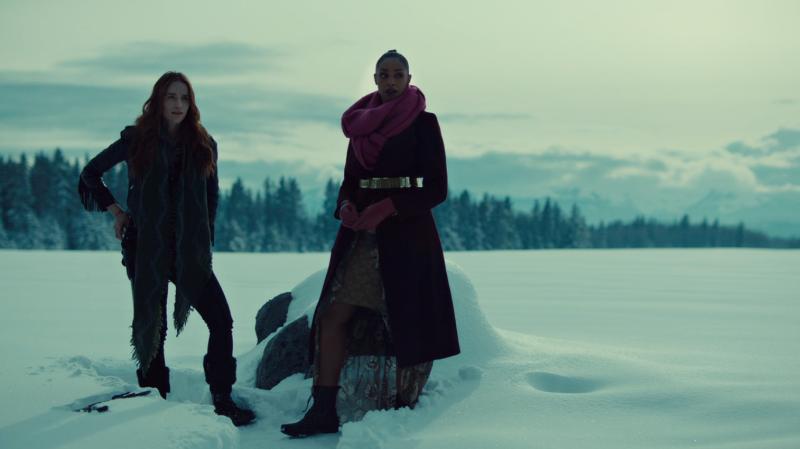 Kate and Wynonna stand on an expanse of snow