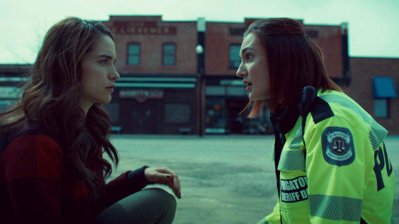 Wynonna and Haught sit and chat