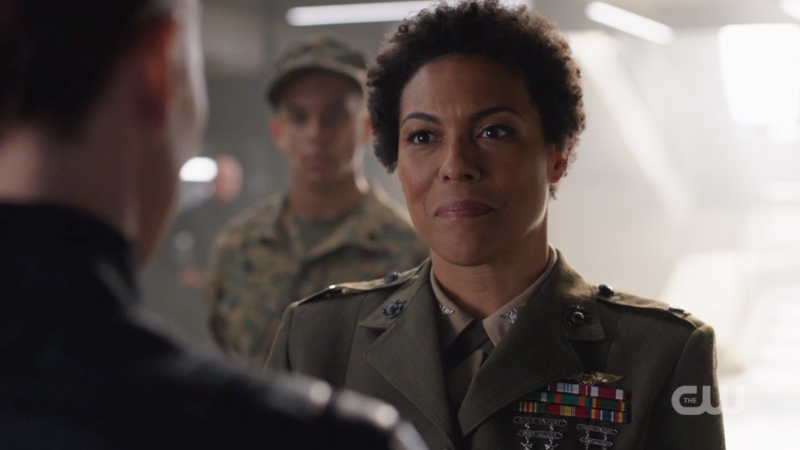 Colonel Haley is very attractive and smiling but still looks like she means business