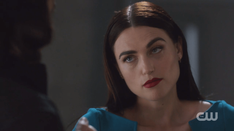 Lena cocks an eyebrow at Brainy