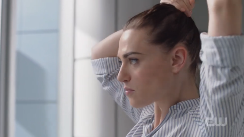 Lena puts her hair up