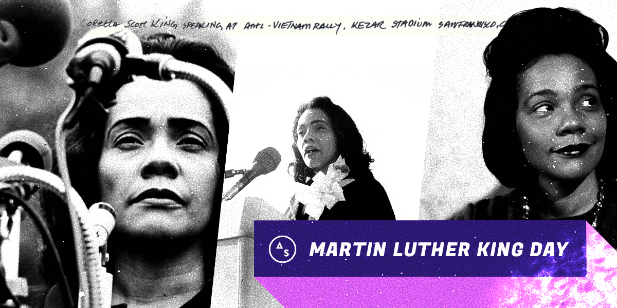 coretta scott king collage in black and white / martin luther king day