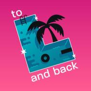 The logo for To L and Back: an L-shaped pool with a black palm tree, inner tube, diving board, and ladder. Says "To L and Back"