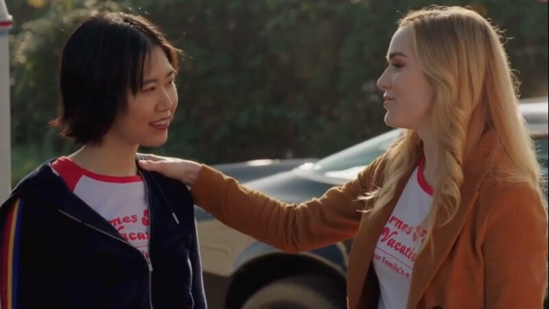 Sara puts her hand on Mona's shoulder and welcomes her to the team