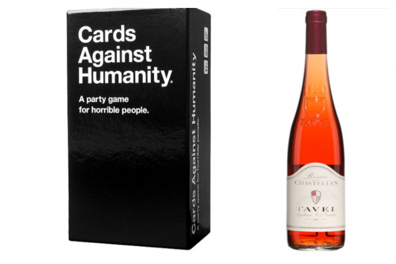 10 Board Game And Wine Pairings For All Your Spring Evening Needs Reserve Des Chastelles Tavel Rosé Cards Against Humanity