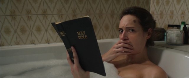 Fleabag looks shocked reading a Bible