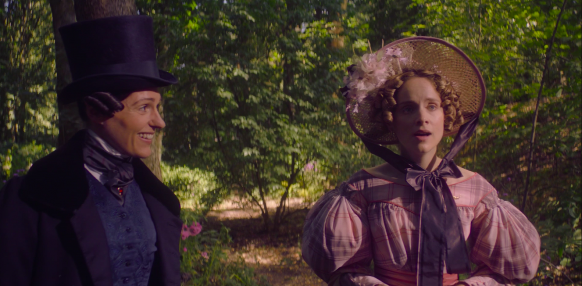 Anne Lister and Ann Walker walking in the woods