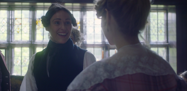 Anne Lister beaming upon Ann Walker as she sees her for the first time since they were much younger