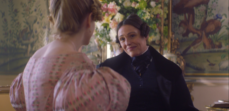 Anne Lister making a face as she talks about how great babies are