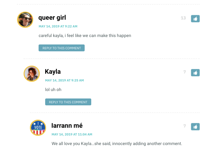queergirl: I feel like we can make this happen / Kayla: Uh-oh