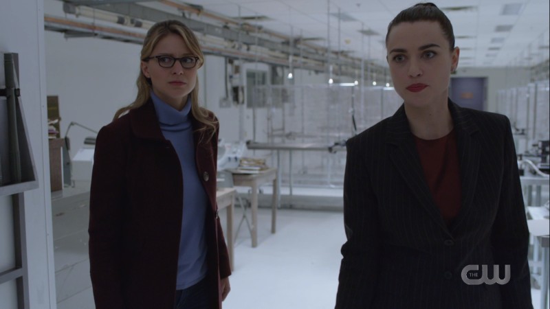 Lena and Kara look worriedly at the door