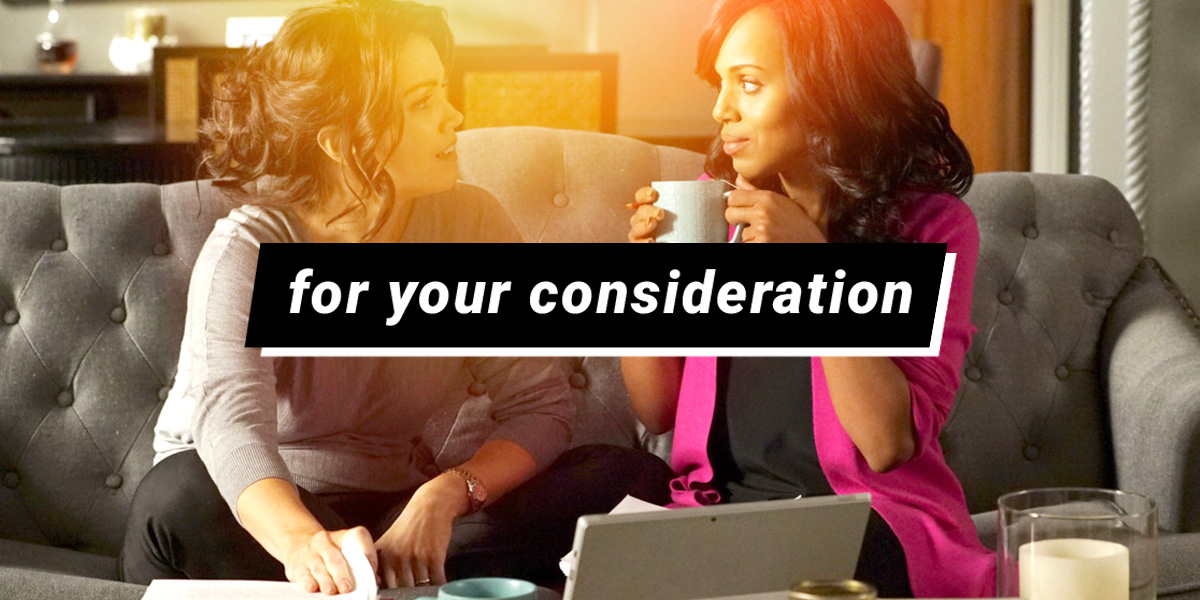 for your consideration scandal characters mellie and olivia sitting on a couch