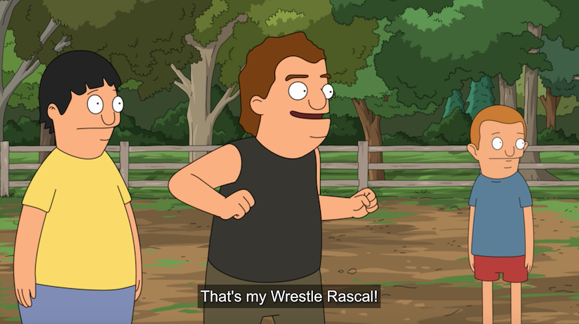 Zeke says "That's my wrestle rascal!"