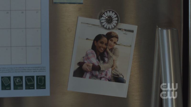 alex and kelly polaroid on the fridge