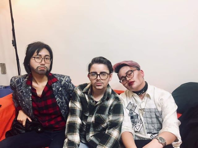 Left to right: the author as Mandrew D. Johnson, Roman Coke and Man Baobao posing in drag.