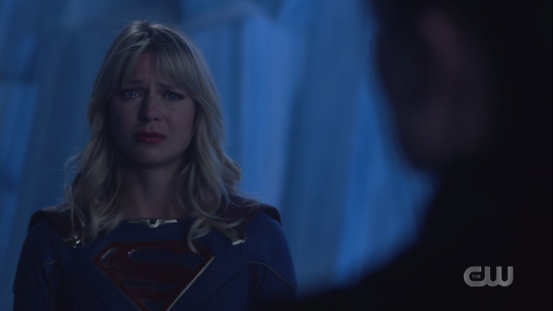 Kara's eyes are filled with big sad tears