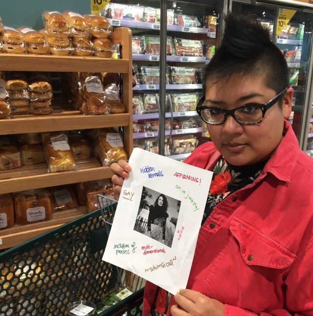 kamala holding chani nicholas photo at grocery store