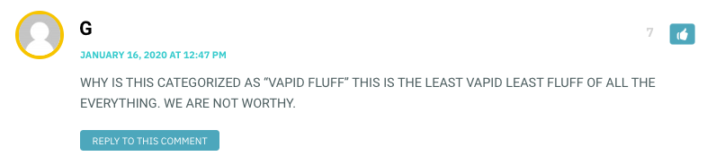 WHY IS THIS CATEGORIZED AS “VAPID FLUFF