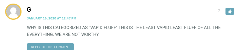 WHY IS THIS CATEGORIZED AS “VAPID FLUFF