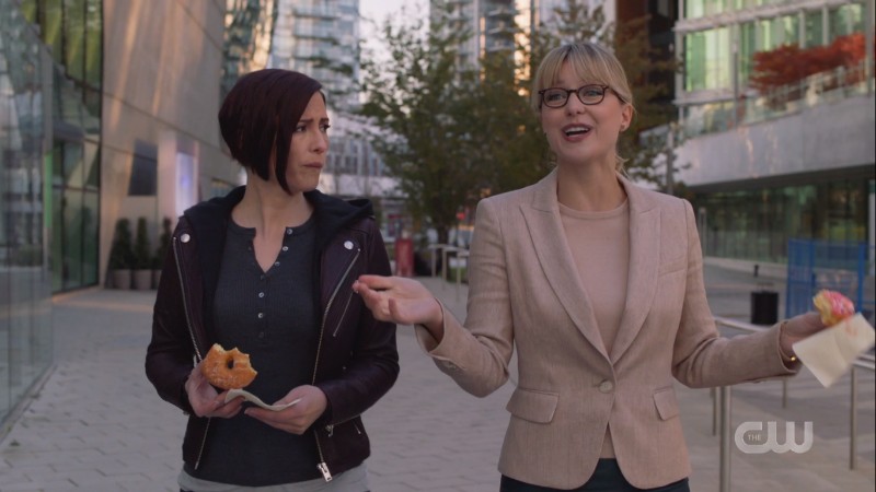 kara and alex eat donuts and look annoyed