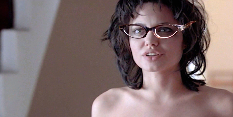 A still from Valencia. Angelina Jolie from Gia with Michelle Tea's glasses pasted over her face. 