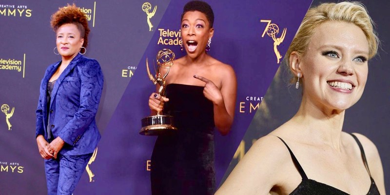 Collage of 2020 Emmy Nominees: Wanda Sykes, Samira Wiley, and Kate McKinnon