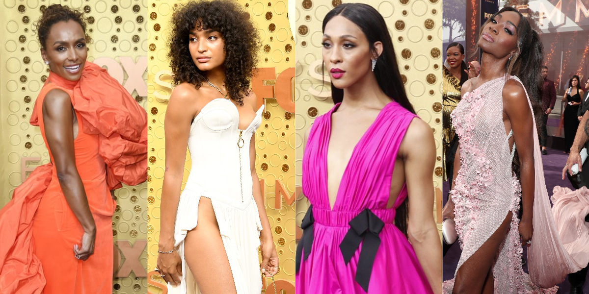 Collage of Pose Executive Producer Janet Mock, Pose actor Indya Moore, Pose actress Mj Rodriguez, and Pose actress Angelica Ross