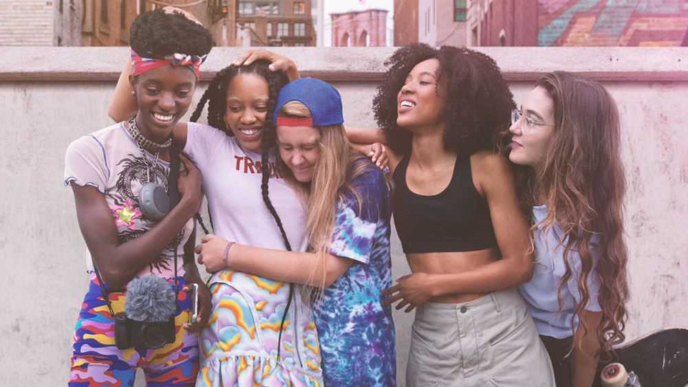 The skater girls of "Betty" all hug each other. Young, hot, some are queer.