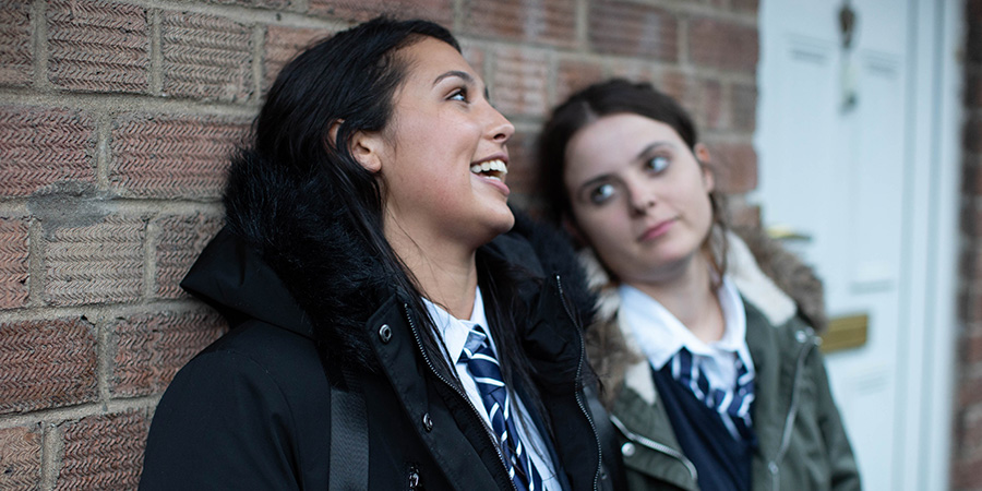 two young girls in school uniforms in "in my skin"