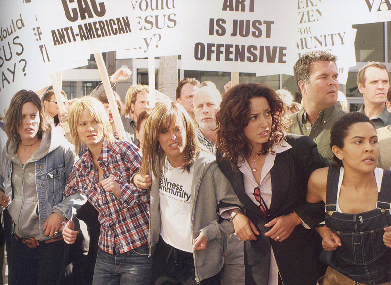 protest in an episode of "The L Word." This is one of the lesbian shows on Hulu.