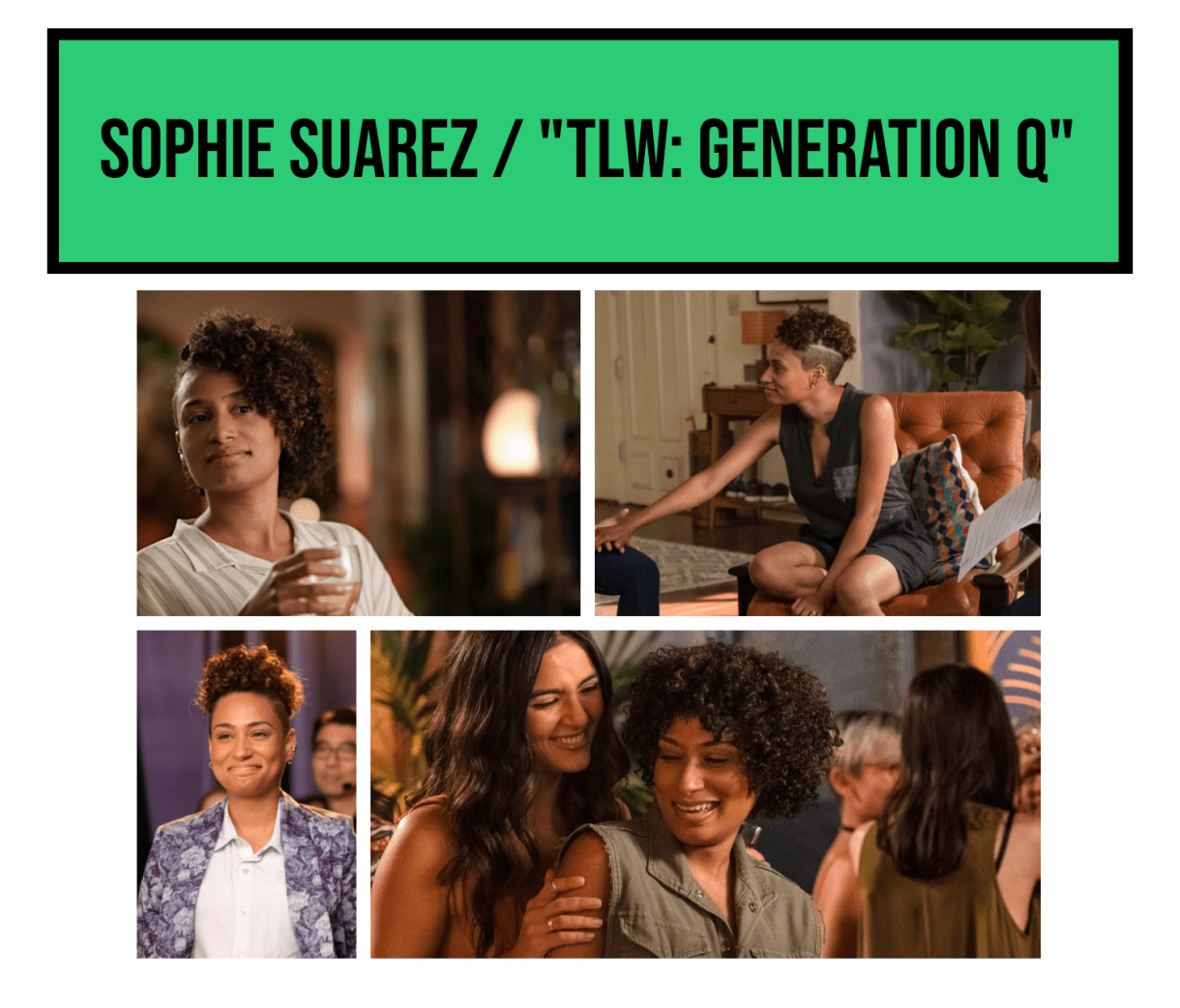 Collage of Sophie's hairstyles from The L Word Generation Q