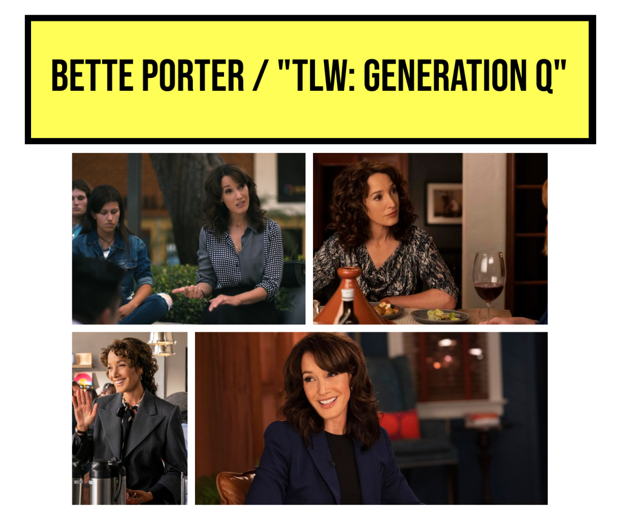 Collages of Bette Porter's hair from The L Word: Generation Q