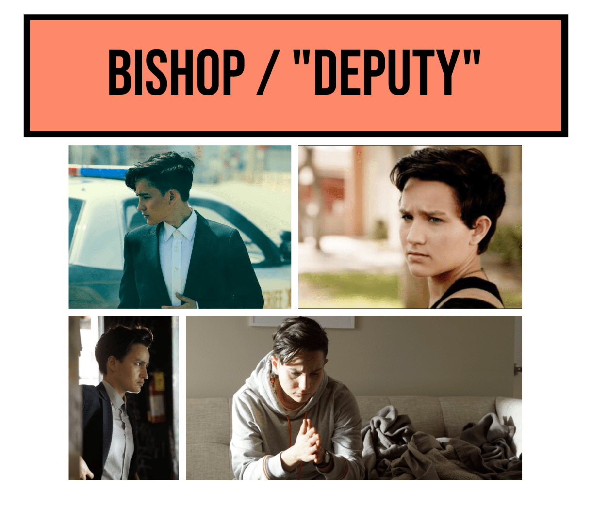 Collage of Bishop's hairstyle, "Deputy"