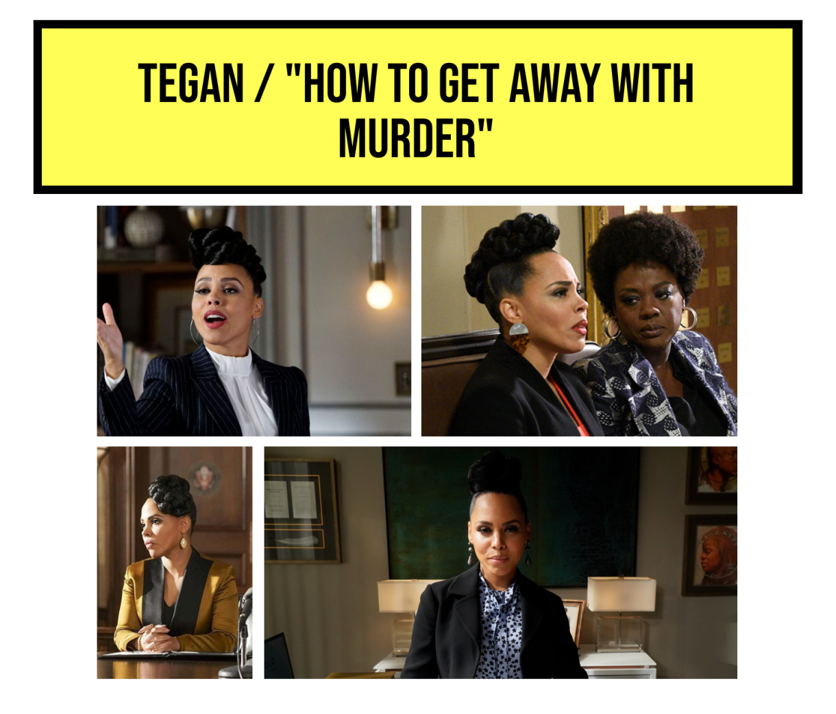 Collage of Tegan's hair, How to Get Away With Murder