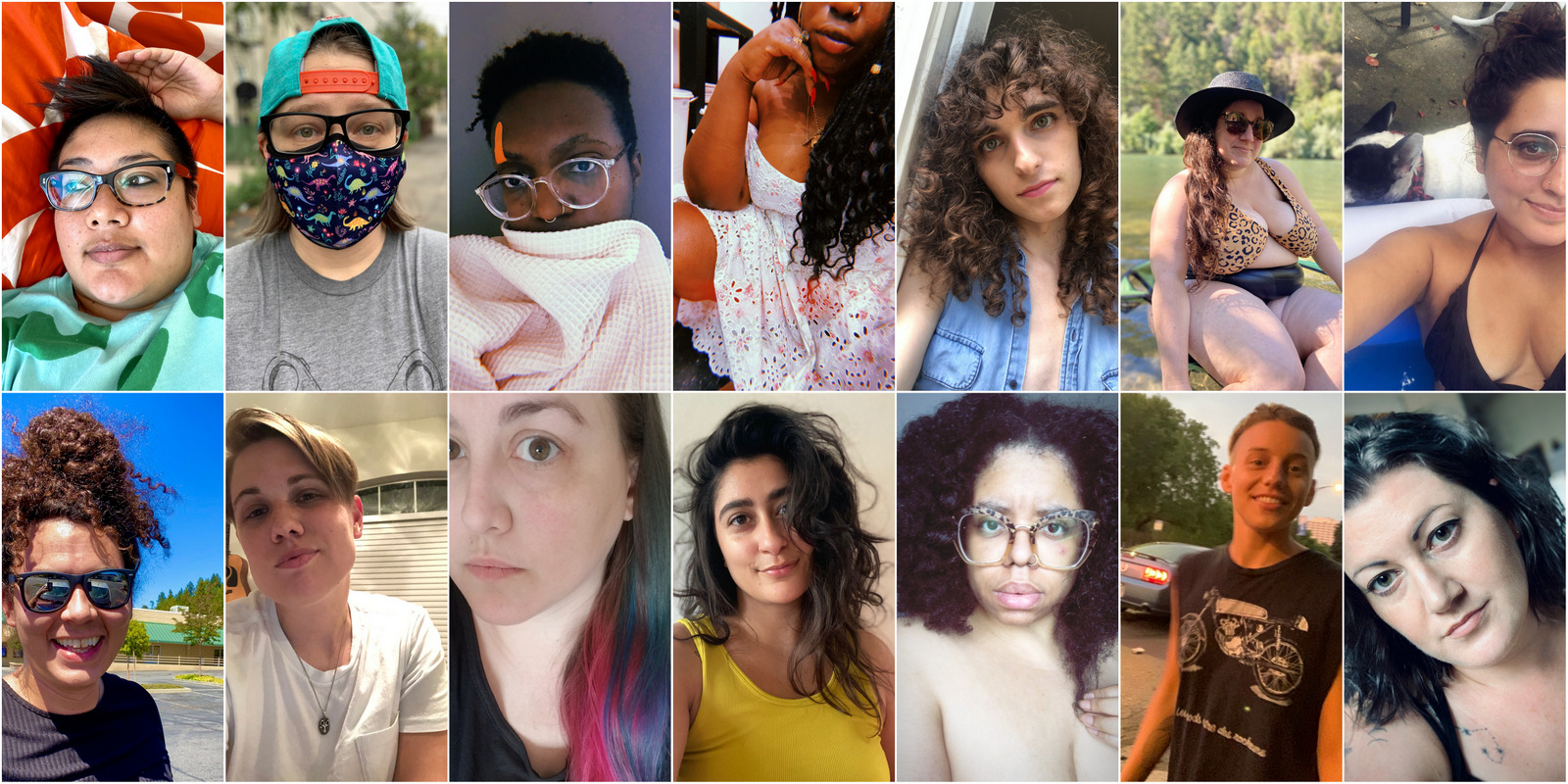 A collage of 14 pictures of some of our team! Mostly selfies, everyone's real cute.