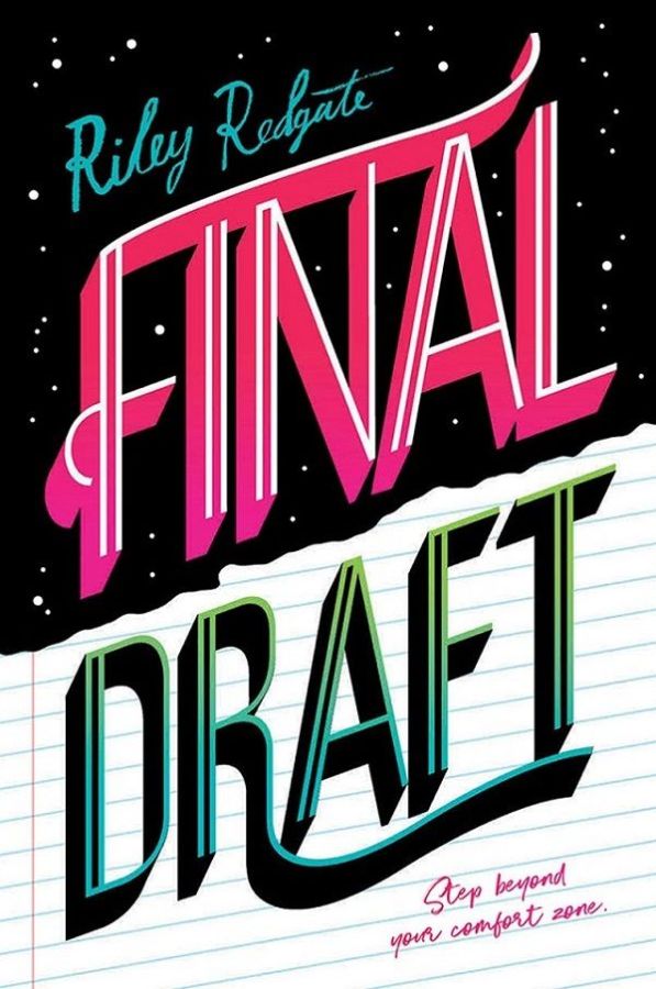 The "Final Draft" cover has the word "Final" in bright pink font like a neon sign lighting up the star sky, while "Draft" is in turquoise and green, written across plain notebook paper.