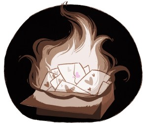 illustration: fire of love letters burning