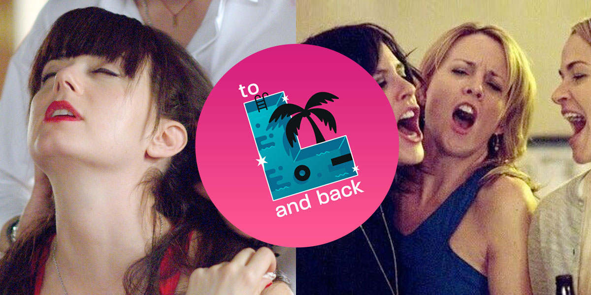 a two-picture graphic containing Jenny getting a headscratch from Shane and Alice, Shane and Tina singing at a party, overlayed with the "To L and Back" logo