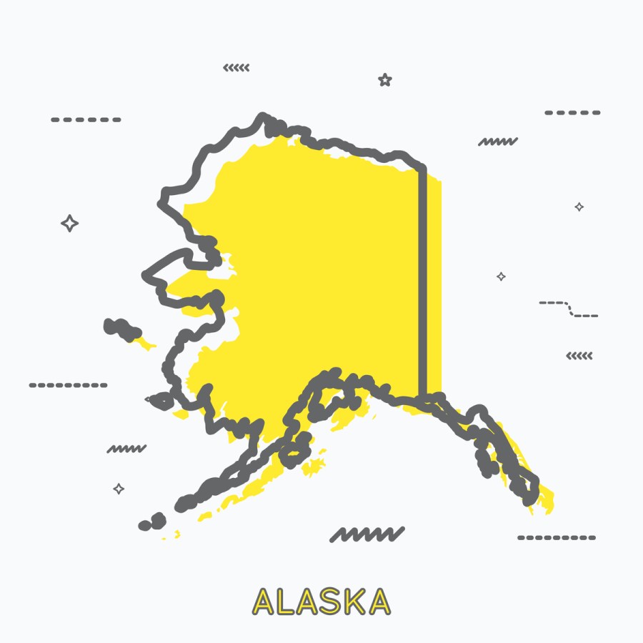 A Yellow Outline of Alaska