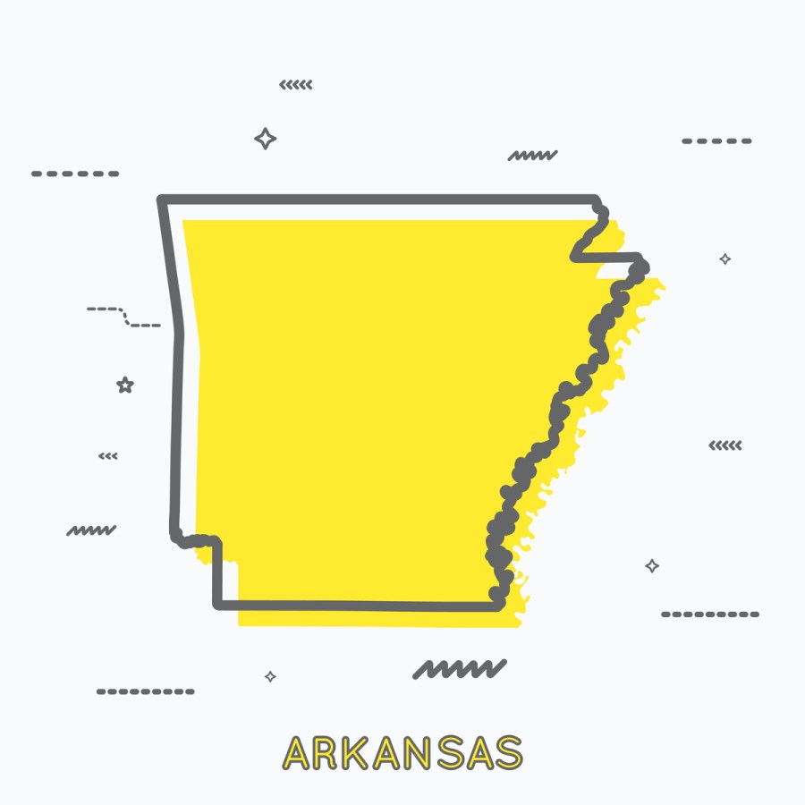 A Yellow Outline of Arkansas