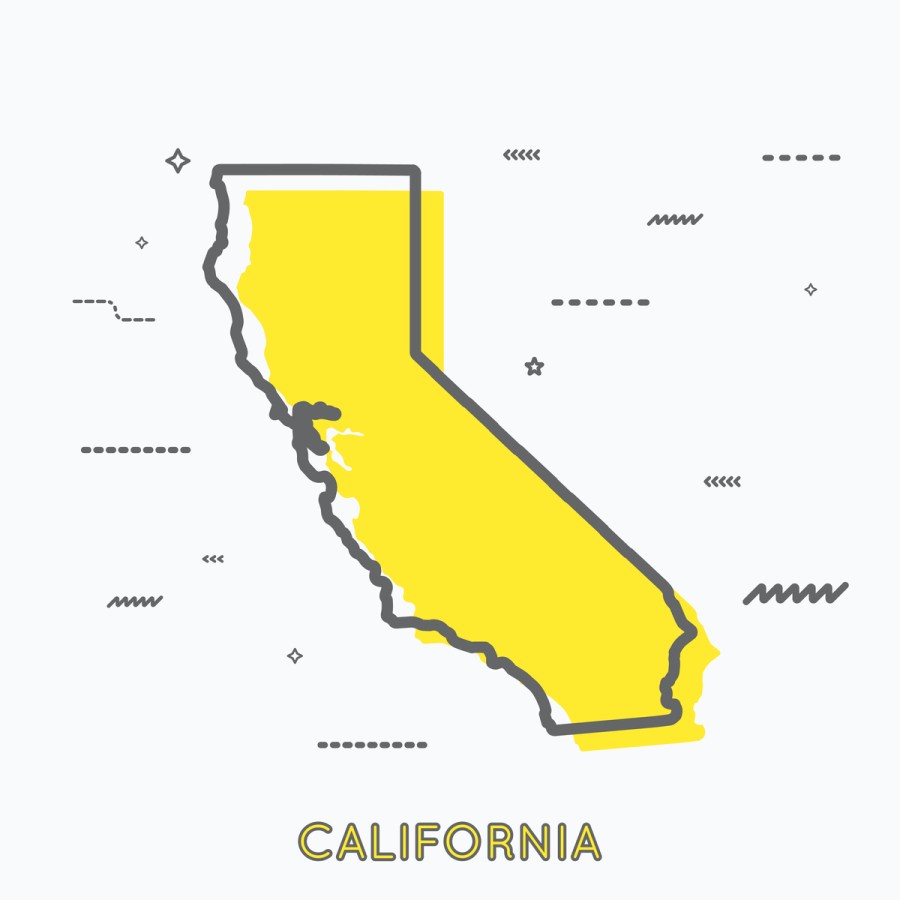 A Yellow Outline of California