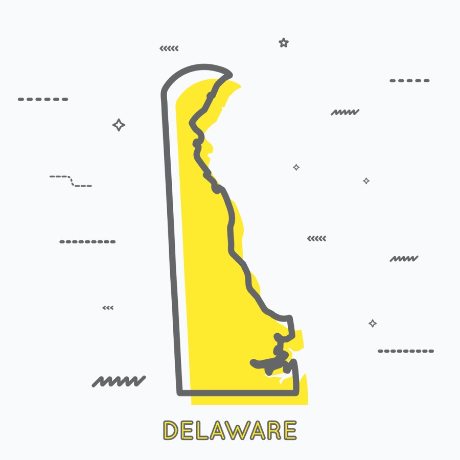 A Yellow Outline of Delaware