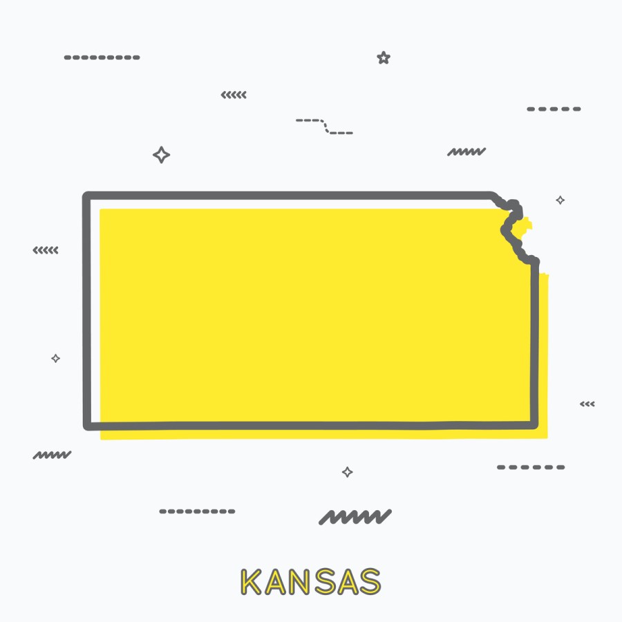 A Yellow Outline of Kansas